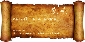 Vankó Alexandra névjegykártya